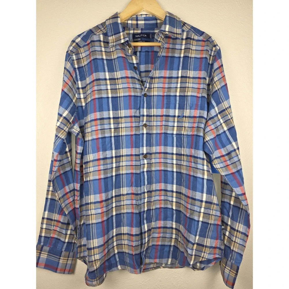 Nautica Classic Fit Plaid Button Down Long Sleeve Shirt Men's Size Large NWT